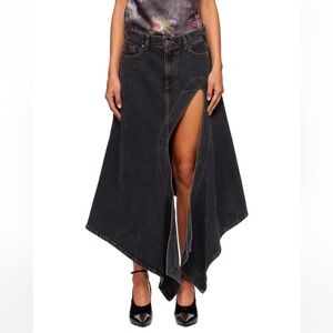 Y/Project Evergreen Black Cut Out Denim Midi Skirt. NWT size xs